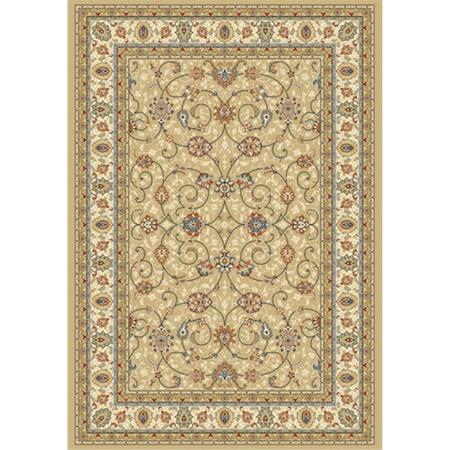 DYNAMIC RUGS Ancient Garden 5 ft. 3 in. x 7 ft. 7 in. 57120-2464 Rug - Light Gold/Ivory AN69571202464